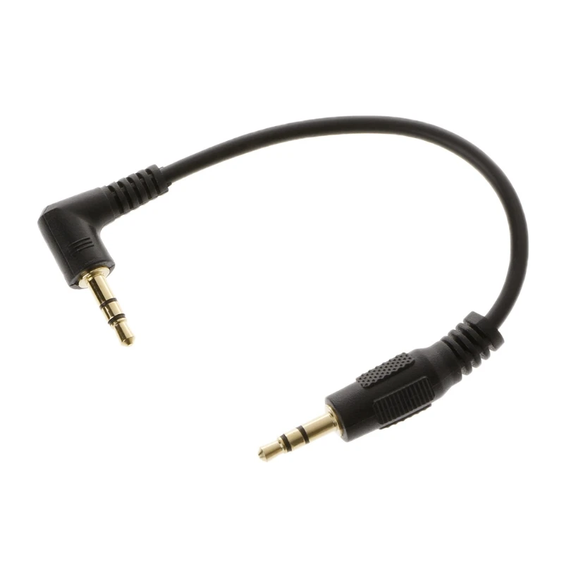 OOTDTY 10cm Auto Car Right Angle Male To Male 3.5mm Aux Jack Speaker Audio Cable Adapter