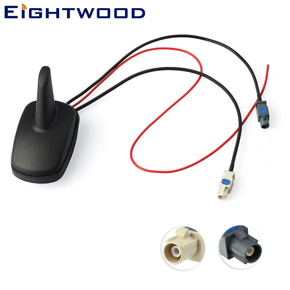 Eightwood DAB+FM Antenna Car Digital Radio Stereo Amplified Roof Mount Shark Aerial FAKRA Connector B G Code for Alpine Ezi-DAB