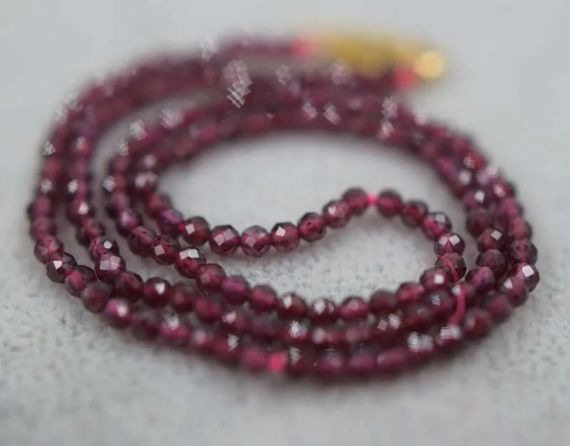 

red garnet round faceted necklace 3mm 16.5 chocker inch FPPJ wholesale beads nature blue rabinbow