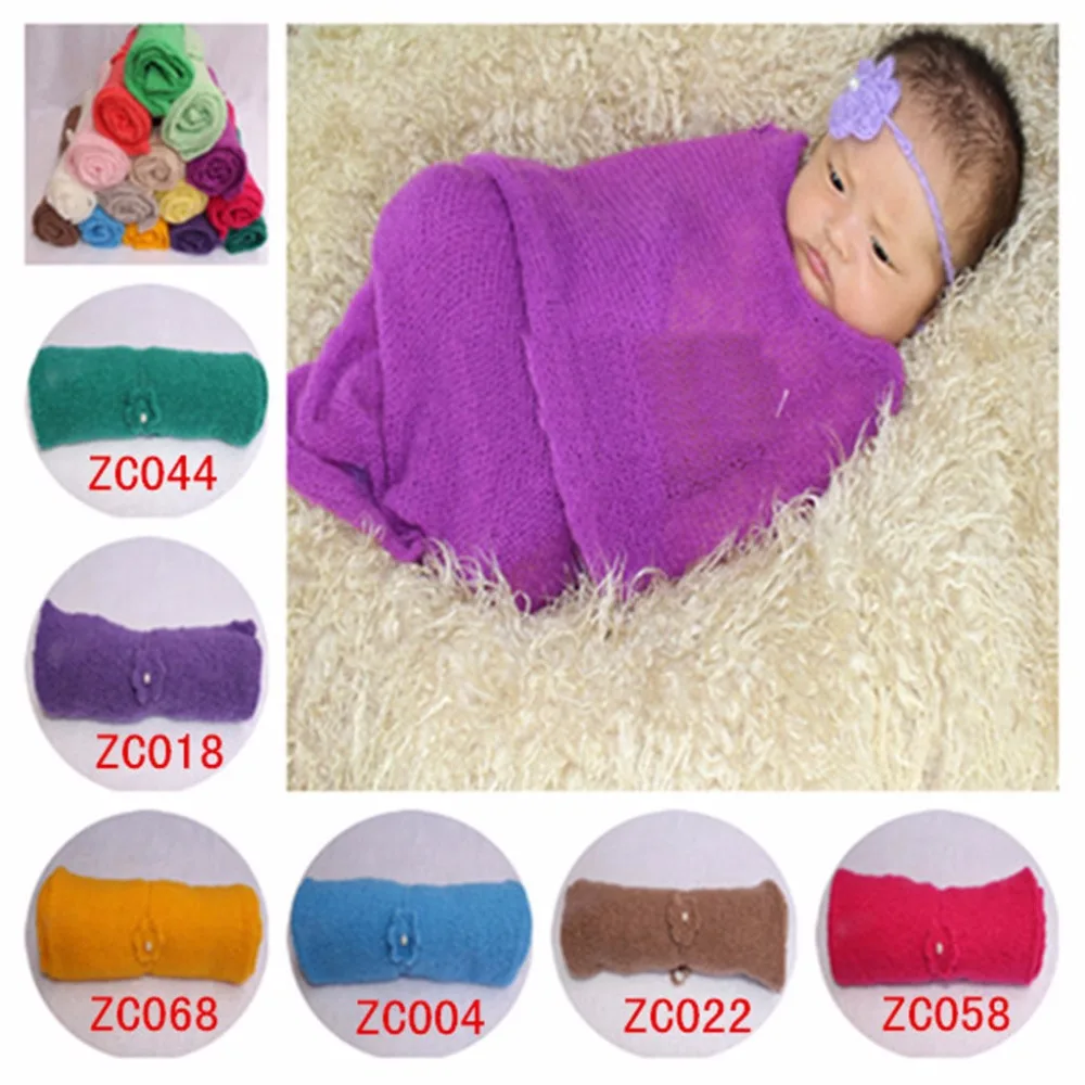 30*150cm Stretch Knit Mohair Wraps headwear Newborn Photography Props Baby Boy Infant Blanket Unisex Cotton Soft Wrap Cloth