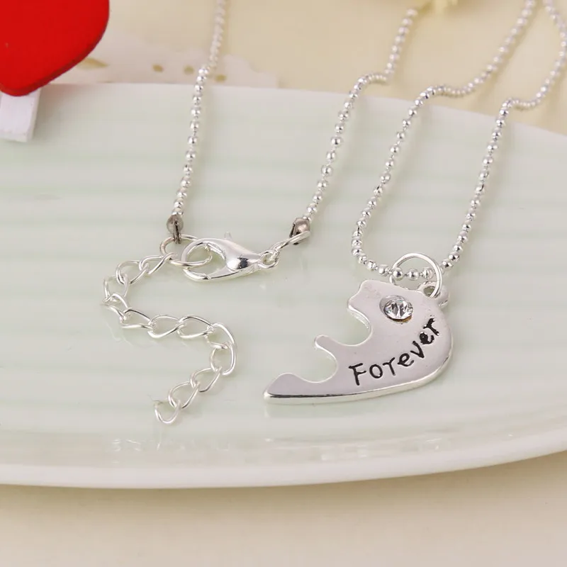 Xmas Gift BFF Statement Necklace 3 pcs Best Friends Forever Silver Color Necklaces Collar Friendship Heart Charm Pendant Gift