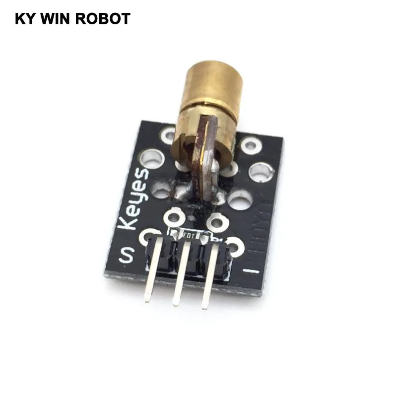 1pcs KY-008 650nm Laser Sensor Module 6mm 5V 5mW Red Laser Dot Diode Copper Head for arduino Compatible with UNO MEGA 2560