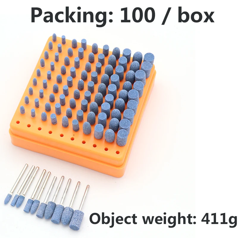100pcs 3mm Shank Bule Abrasive Stone Points Polishing Grinding Head Electric Drill Bit Wheel For Rotary Accessories Power Tools