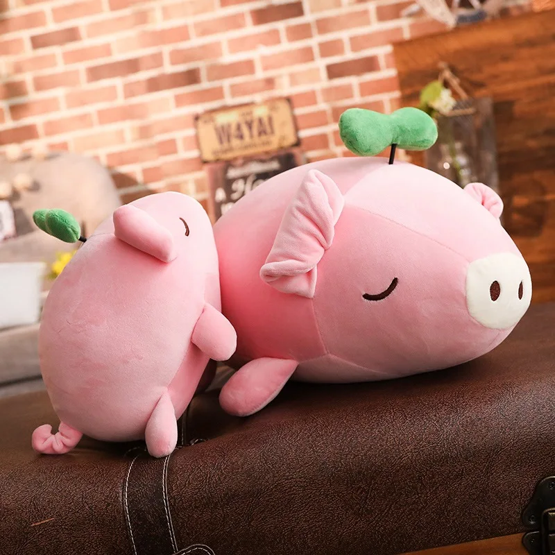 New Cute Down Cotton Sprouting Grass Pig Doll Plush Toy Children Girls Sleeping Comfort Doll Pillow Xmas Gift  Anime Plush