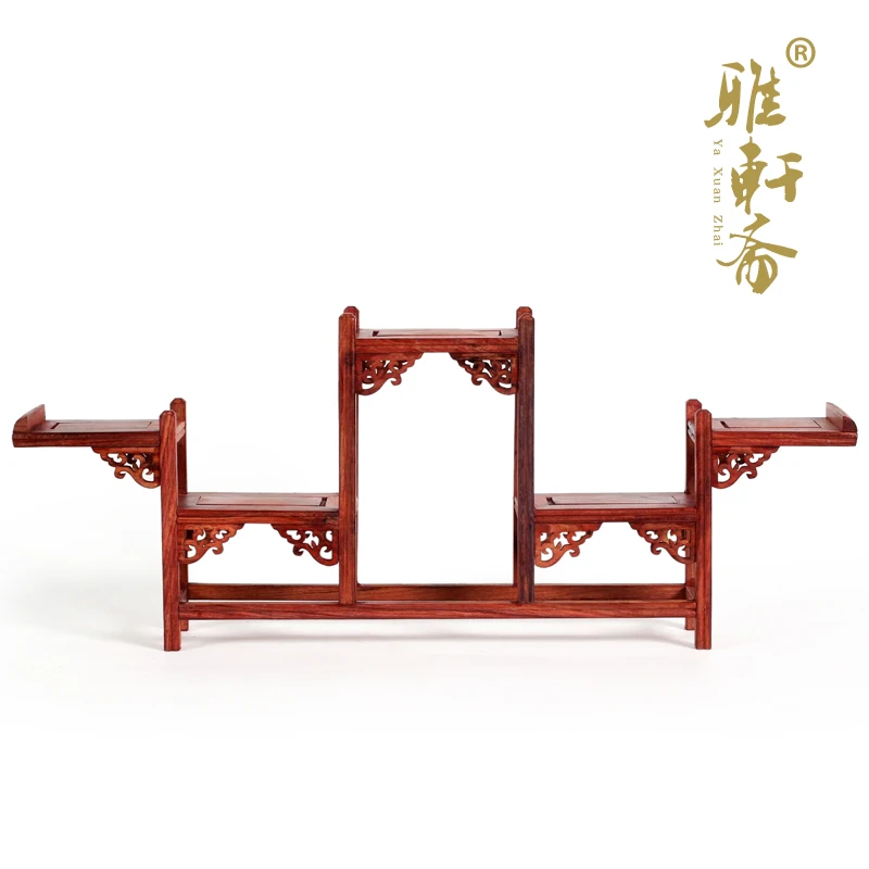 [red] TZ Zhai five step shelf mahogany carved ornaments teapot base frame new table