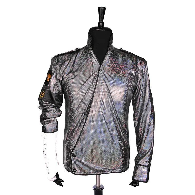 Handmade MJ Michael Jackson BAD Dangerous Jam Laser Jacket Belt Set Performance Gift Imitation Show Music Star Collection