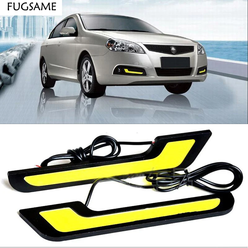 FUGSAME 1pair  New Car stying L shape 12V Xenon  LED Fog Light white LED COB Car Auto LED DRL Driving Daytime Running Lamp