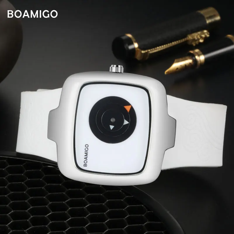 fashion women watches BOAMIGO brand creative ladies quartz watches girl white rubber wristwatches  gift clock relogio feminino