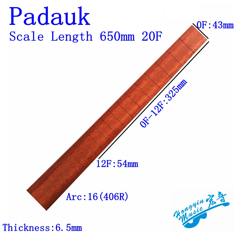 African Padauk Wood Fingerboard For Classical Guitar Standard 650mm Chord Length Semi-finished Fingerboard Pterocarpus Soyauxii