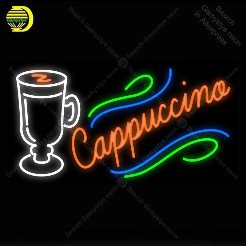 

Cappuccino with Cup NEON LIGHT SIGN Neon Sign Decorate Hotel BEER PUB Club Shop Sign Store Display Handcraft Iconic Sign lights