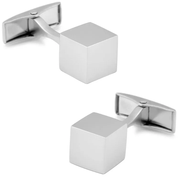 SPARTA White steel plated + high quality metal  frosted cube cufflinks + free shipping !!! High quality metal cufflinks E