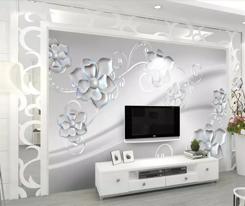 

beibehang Custom wallpaper 3d modern simple metal Papel de parede relief flower wallpaper decoration painting parede de parede