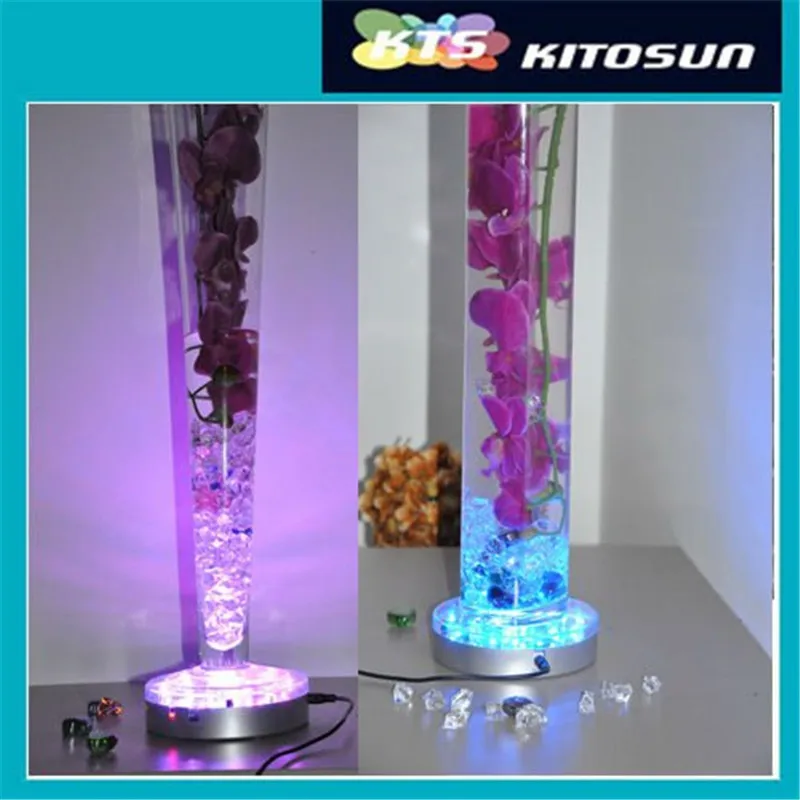 

KITOSUN Rechargeable Multicolors RGB LED 6inch Under Vase LED Light Base with Remote Controller for Wedding Decoration