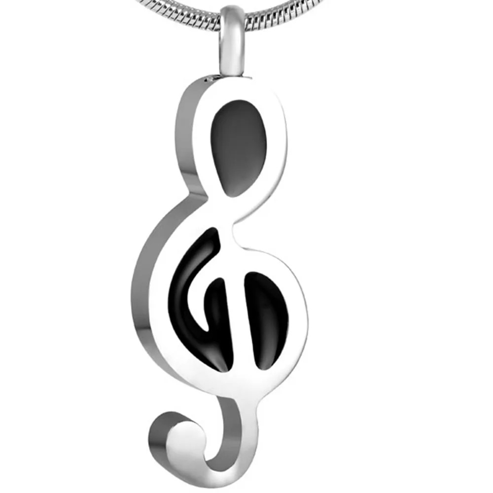 IJD8033 Music Note Memorial Jewelry Stainless Steel Cremation Urn Pendant Necklace Music-Lover Funeral Casket Urn Necklace