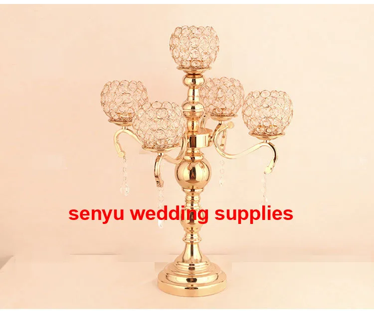 

New style Crystal Candelabras 5-Arms Candle Holders Pendants Wedding Centerpiece Candlestick Home Decoraion senyu118