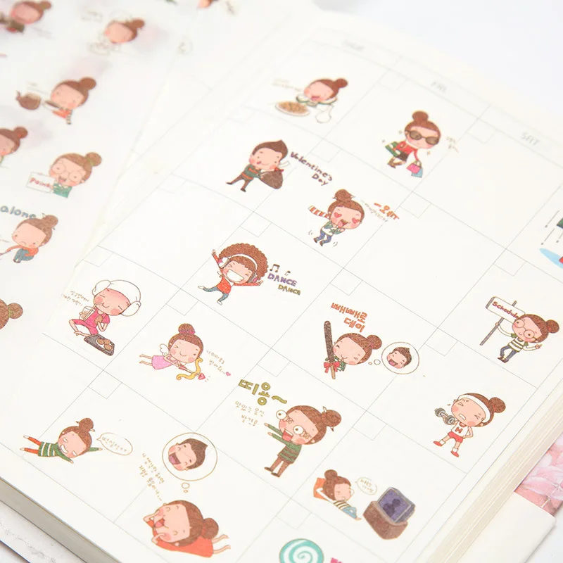 6Sheets/Set Creative Girls\' Daily Life Series Decoration Scrapbooking Stickers Transparent PVC Stationery Planner Stickers