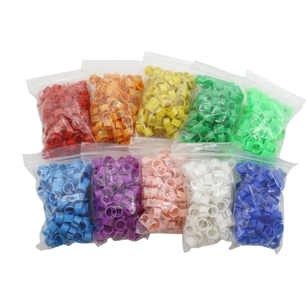 1000 Pcs No.001-100 di Clip Uccello Anello di 8 millimetri di Plastica Digitale Margine di Profitto Pappagallo Piccioni 10 Colori Marcatura Anello