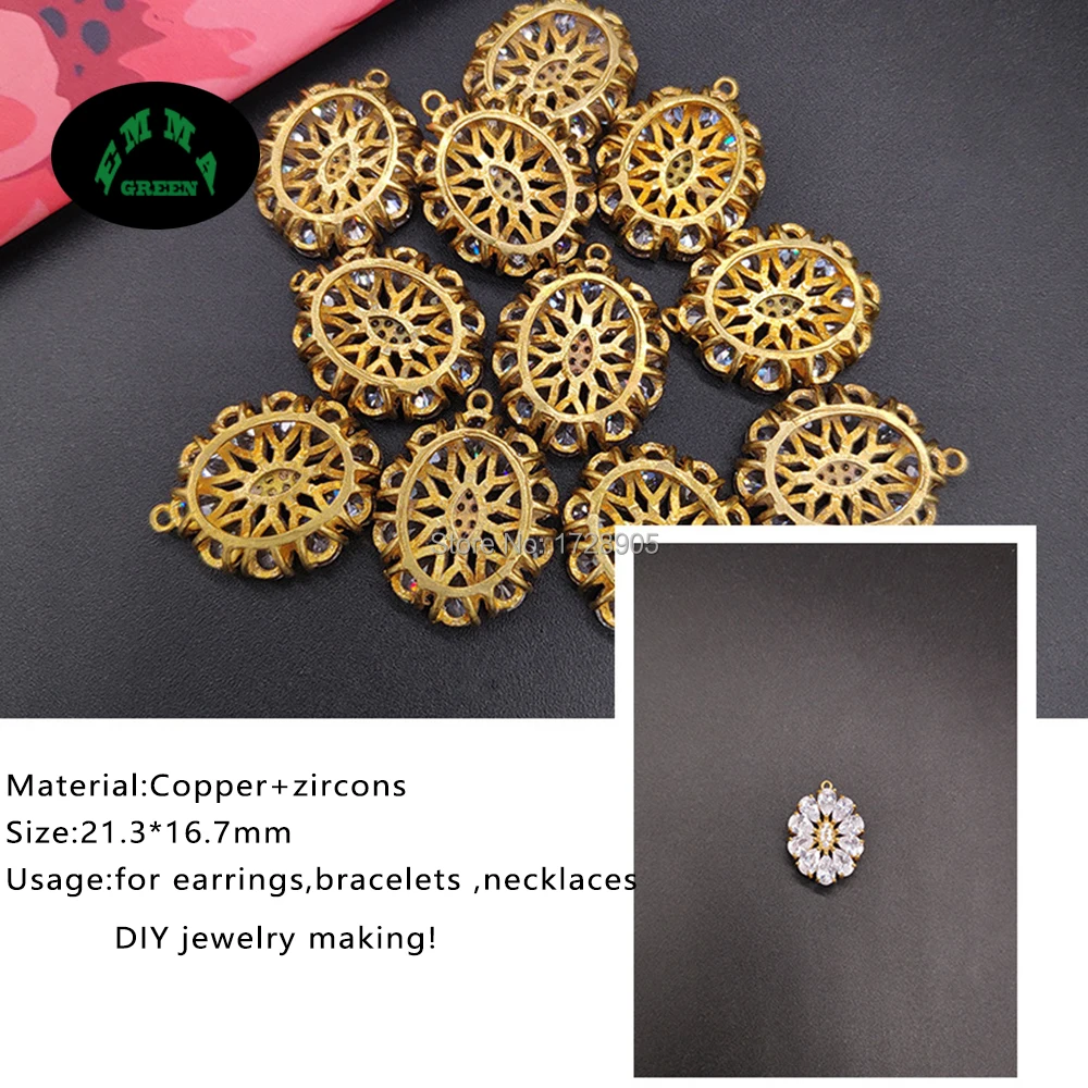 Gold Daisies Flower Zircon Charms 100pcs Zircon Crystal Flowers for Jewelry Making Zircon Accessories Findings free shipping