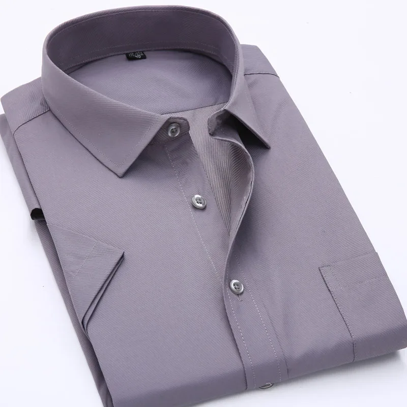 Solid Color Short Sleeve Men\'s Casual Shirts Men\'s Formal Business Dress Shirts Classic Style Work Wear