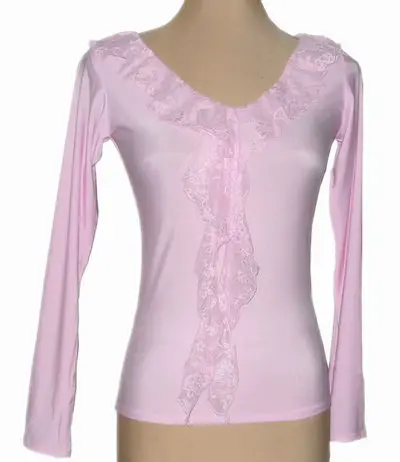 modern dance V type lace lotus leaf collar long sleeve exercise suit modern coat T10003