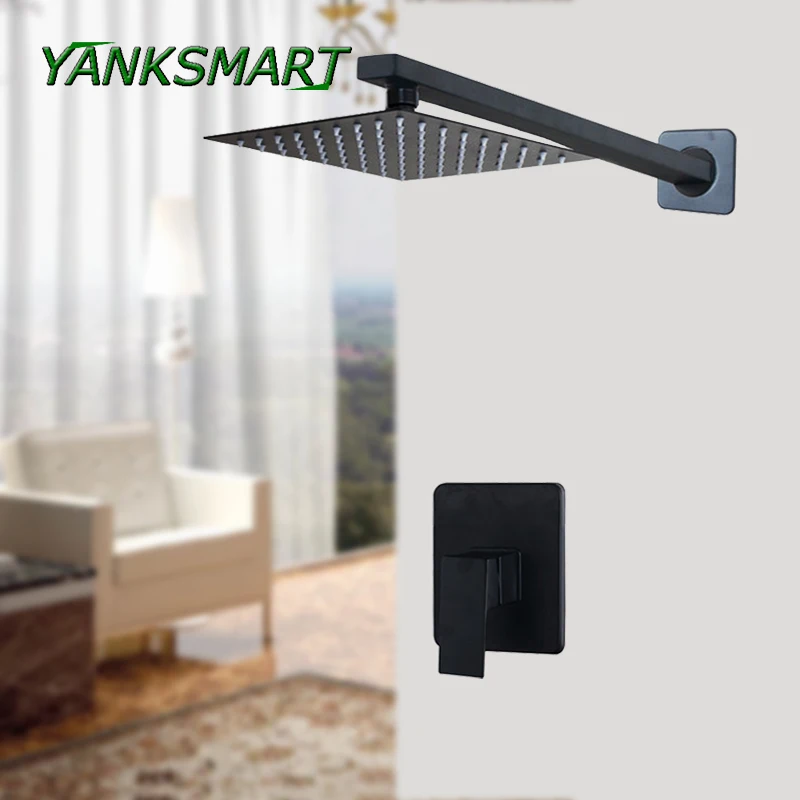 

YANKSMART Bathroom Luxury Black Shower Set Mixer with Shower Black Shower Set Bathroom Shower Faucets Bathtub Faucet Sets