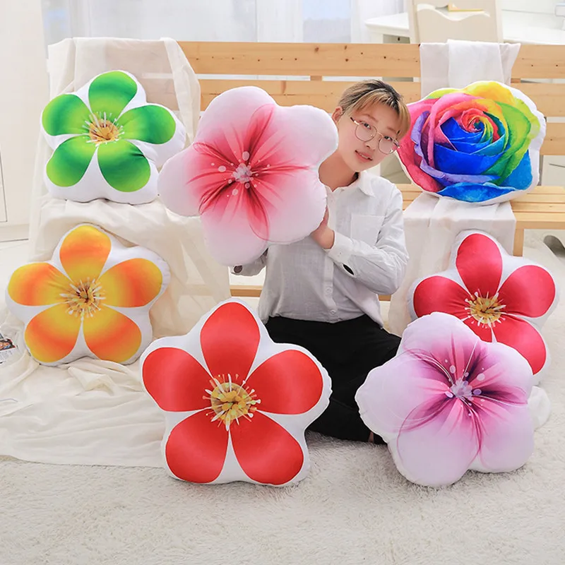 Creative Leaf Flower Pillow Plush Toys Soft PP Cotton Stuffed Doll Flowers Series Cushion Sleeping Pillows Sofa Decoration Gifts