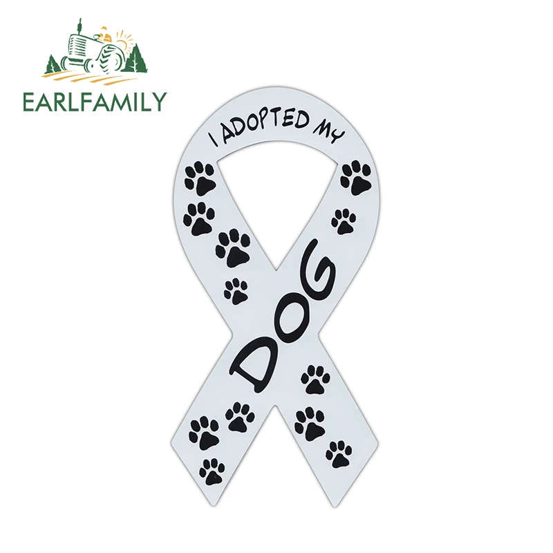 EARLFAMILY 13cm x 6.5cm Ribbon Shaped I Adopted My Dog Cars Trucks Window Decal Sticker Auto Motorcycle Car Stickers Accessories