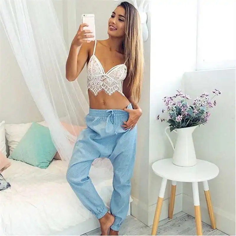 Sexy Women Lace Bralette Bra Seamless Bustier Crop Tops Black White Cropped Bralet Bra Halter Tank Haut Femme Lingerie Underwear