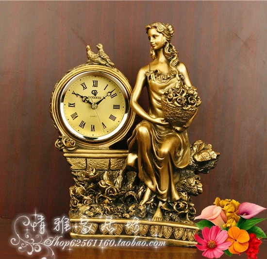 Clock seat pendulum lover's gift European style bedroom living room fashion craft clock base pendulum clock resin