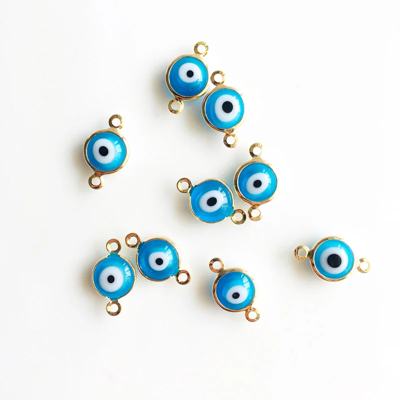 10 pcs/lot Gold Color Devil's Eye Evil Eyes Demon Eyes Charms Connectors Golden Jewelry Making DIY For Women