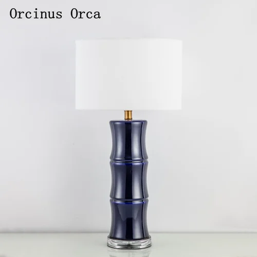American Creative Blue Ceramic Table Lamp  Bedside Lamp New Chinese Classical Bamboo Table Lamp  free shipping