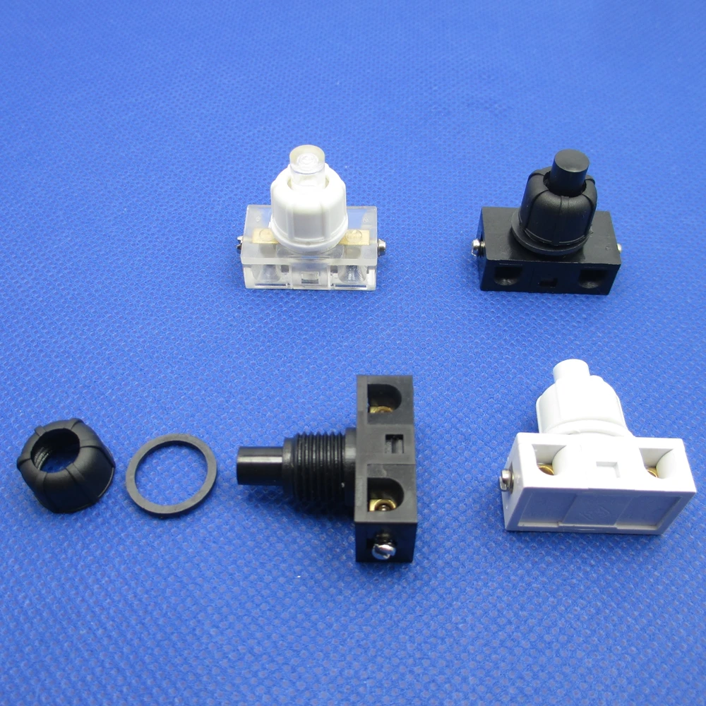 5 pcs Lamp electrical fittings with nut micro-motion small switch Self-locking push button switch Screw assembly