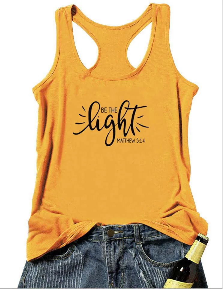 Vest Be The Light Matthew 5:14 Tank Religious Women Sleeveless Christian Bible Tanks Casual Lady Raceback Gym Workout Tops