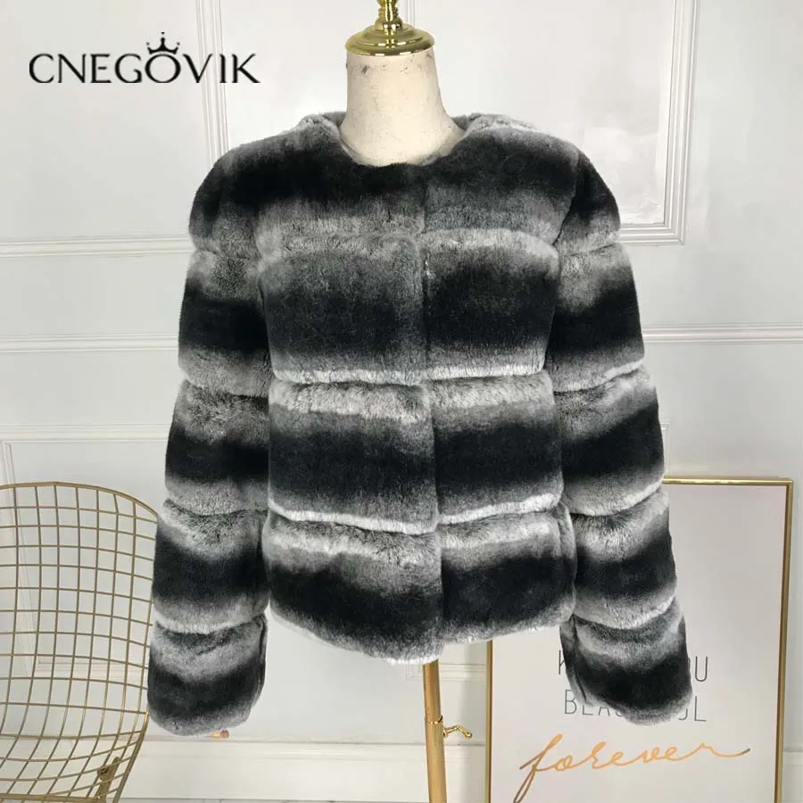 

Women's Winter Real Fur Jacket Natural Rex Rabbit Fur Coats Chinchilla Colored Fur Jackets 2024 Fashion New Arrivals