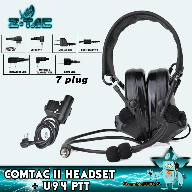 Z-TAC Softai Tactical Headphones Comta II Active Noise Canceling Shooting U94 PTT Airsoft Military Headset For Walkie-talkie