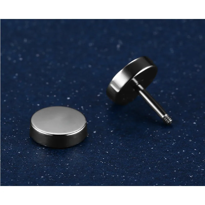 Vnox Punk Stud Earrings for Man Round Stainless Steel Small Earings for Male Boy