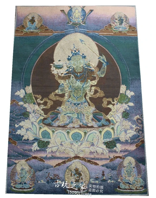 36 inch china Tibet embroidery Silk Manjusri Buddha Tangka Thangka Paintings Mural