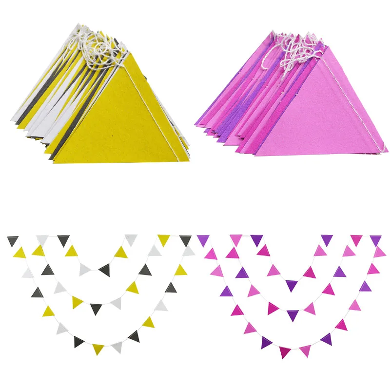 4m Small Paper Flags Hanging Paper Garland Wedding Bunting Banner Baby Shower Birthday Decoration String Streamer Party Supplies