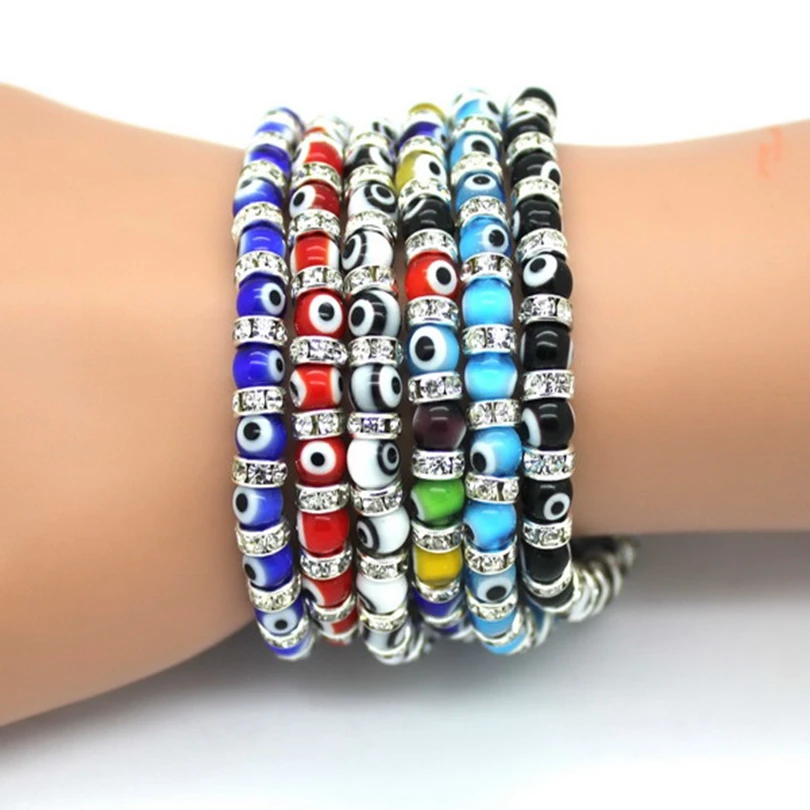 XQNI Hot Trendy Good Gift New Fashion Evil Eye Charm Men\'s Bracelets Popular Bangles Mini Strand Beads Bracelets Women Jewelry