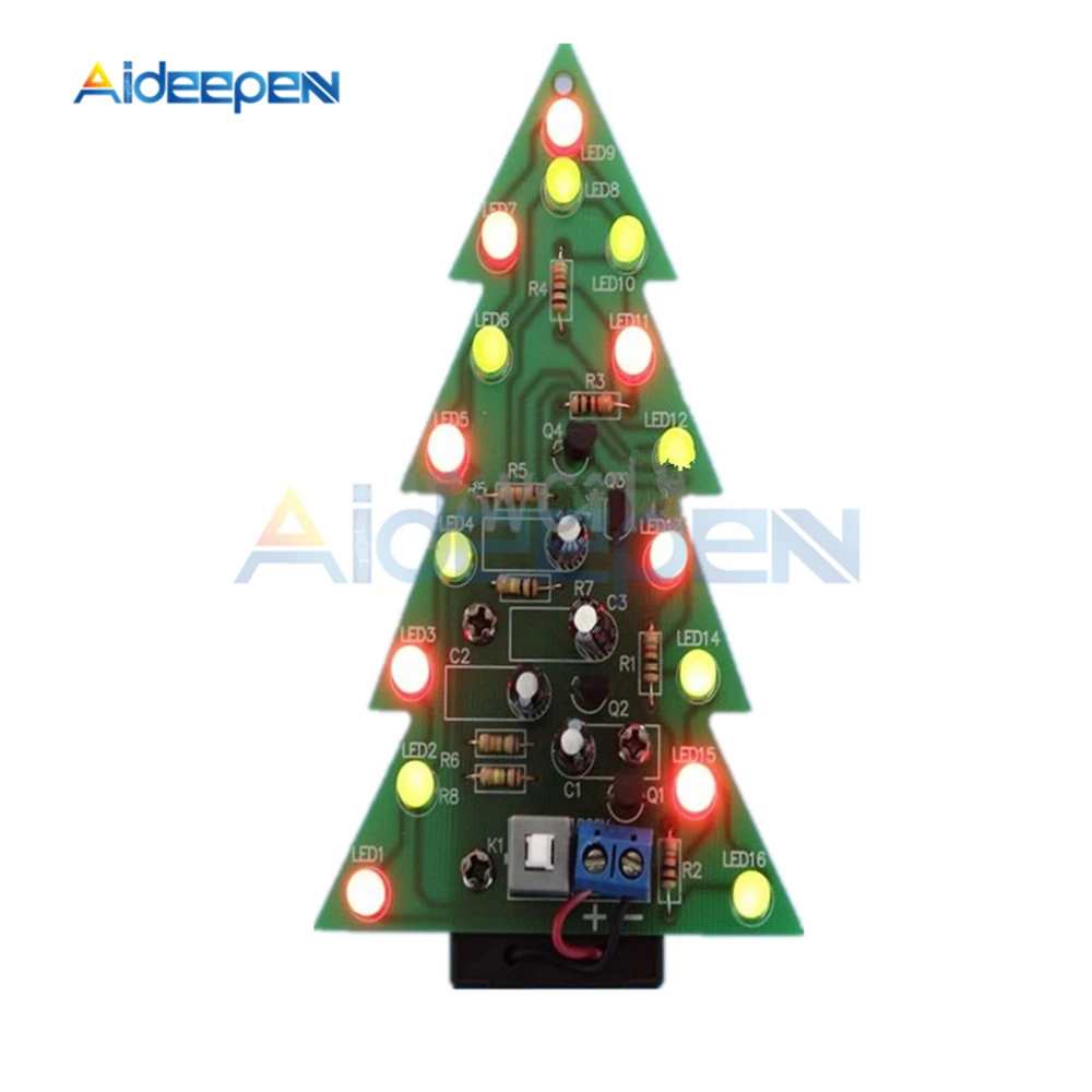 DIY Kit Christmas Trees LED Circuit Electronic PCB Board Module Red Green Flash Light Electronic Suit Holiday Decoration