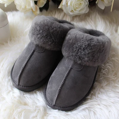 Fall and Winter 2019 Sugar-colored Sheepskin Fur Snow Slippers, Cotton Slippers, Couples Home Warm and Slip-proof wo Shoes