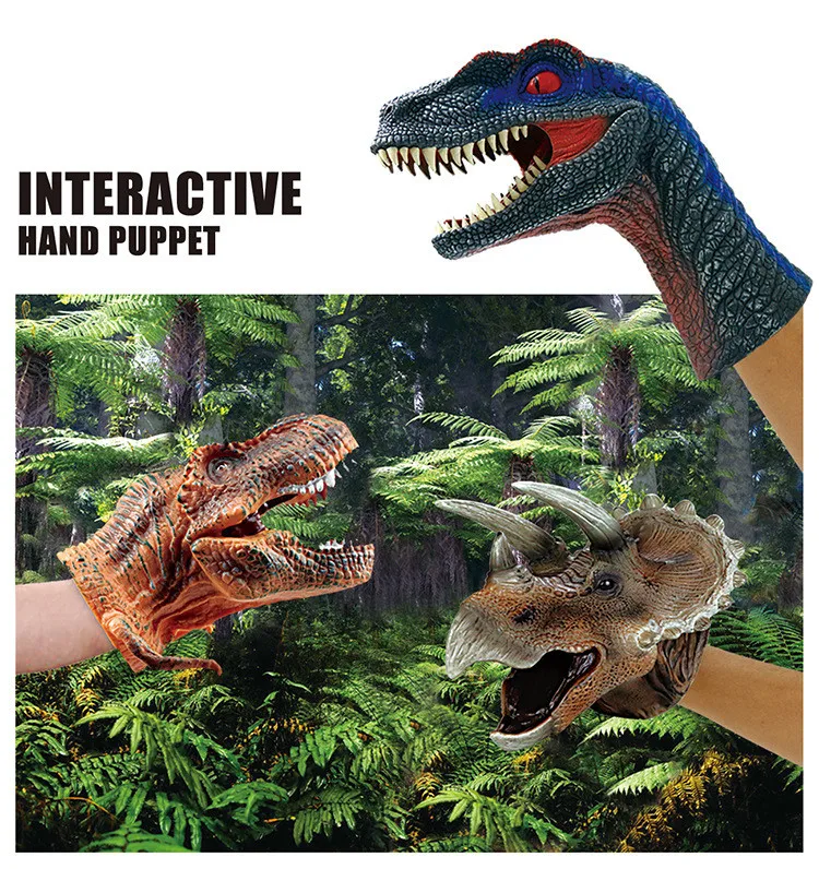 

New Role Play Realistic Dinosaur Hand Puppet Animal Action Finger Children Interactive Toy Soft Gloves Model Gift Party Props