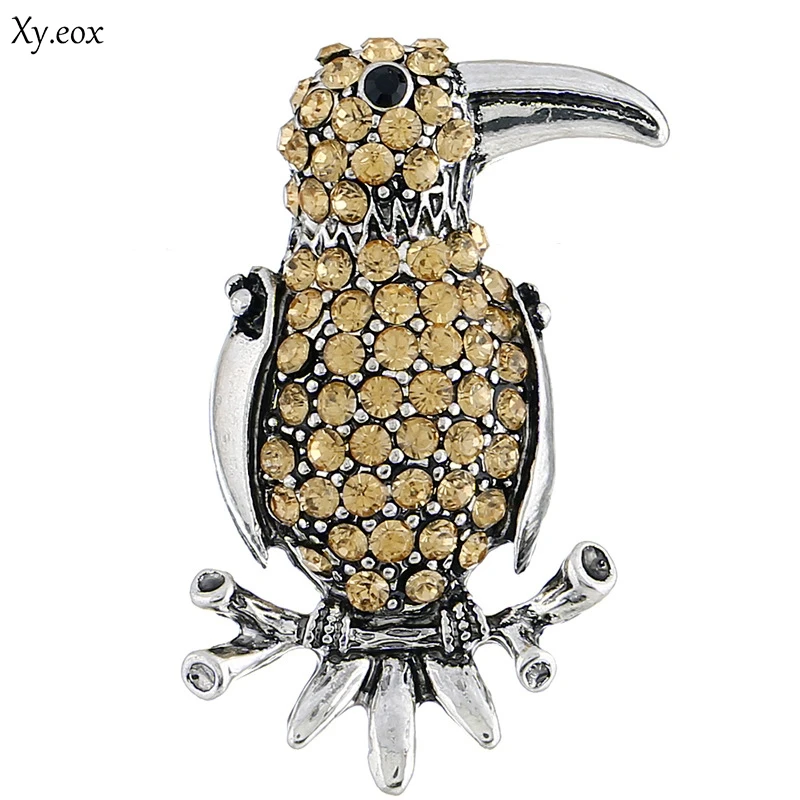 1pcs Lovely Woodpecker Shape Brooches Enamel Crystal  Jewelry Clothes Accessories