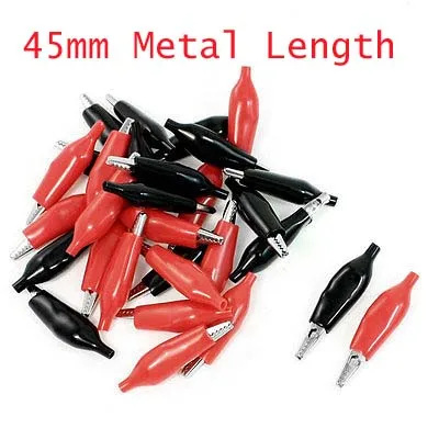 10 Pcs 45mm Metal Length Clip Probe Testing Metallic Alligator Clamp Red Black