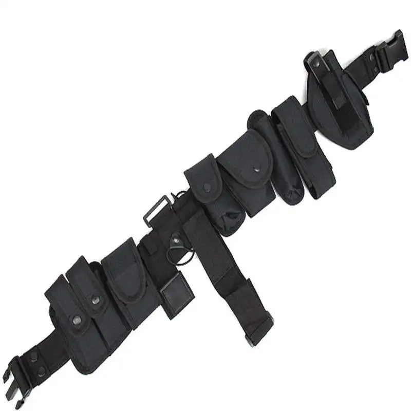 Police Utility Kit Black Duty Belt Tactical Pouch Security Military Guard Black AdjustsTen Sets 10 Pcs