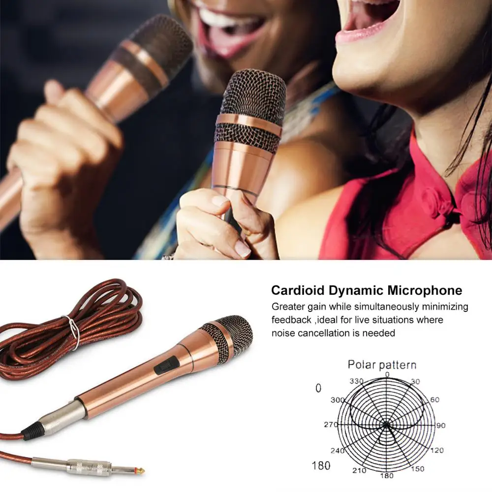 Deposheng c7universal wired unidirecional handheld dinâmico microfone isolamento de ruído ouro para karaoke ao ar livre reunião cantando
