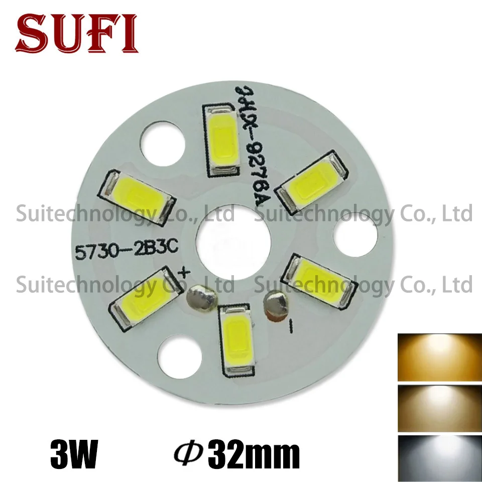 10 個 3 ワット高輝度光源 SMD5730 ラウンド LED ランプパネル 32 ミリメートル PCB Led 変更された電球天井のスポットライト