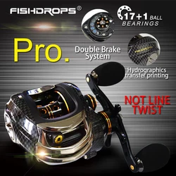Fishdrops Baitcasting Reel Casting Reels Fishing Reel Left Hand Right Hand Dual Brake System Gear Ratio 7.0:1 Fishing Coil