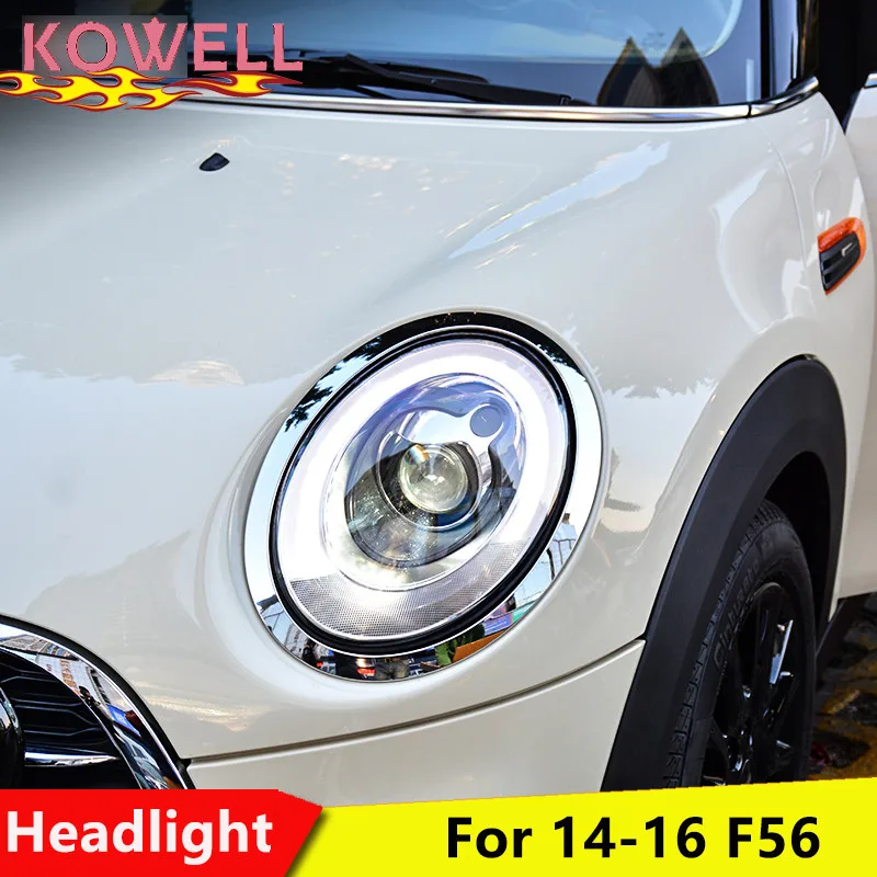 

KOWELL Car Styling For Mini F56 cooper headlights For F56 LED head lamp Angel eye led DRL front light Bi-Xenon Lens xenon HID