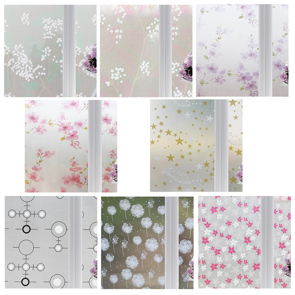 Bathroom Window Self-adhesive Sticker Printing Glass Film Paper Sticker Films Living Room Decoration 60*200CM